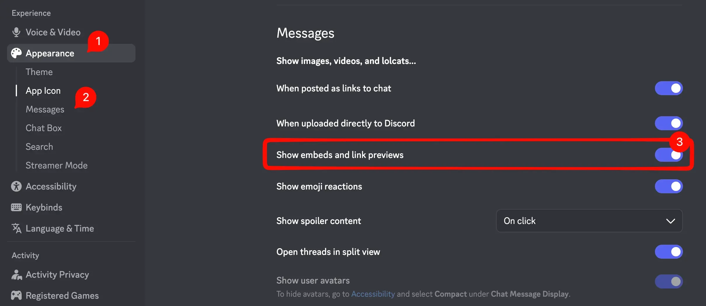 Discord Chat Settings